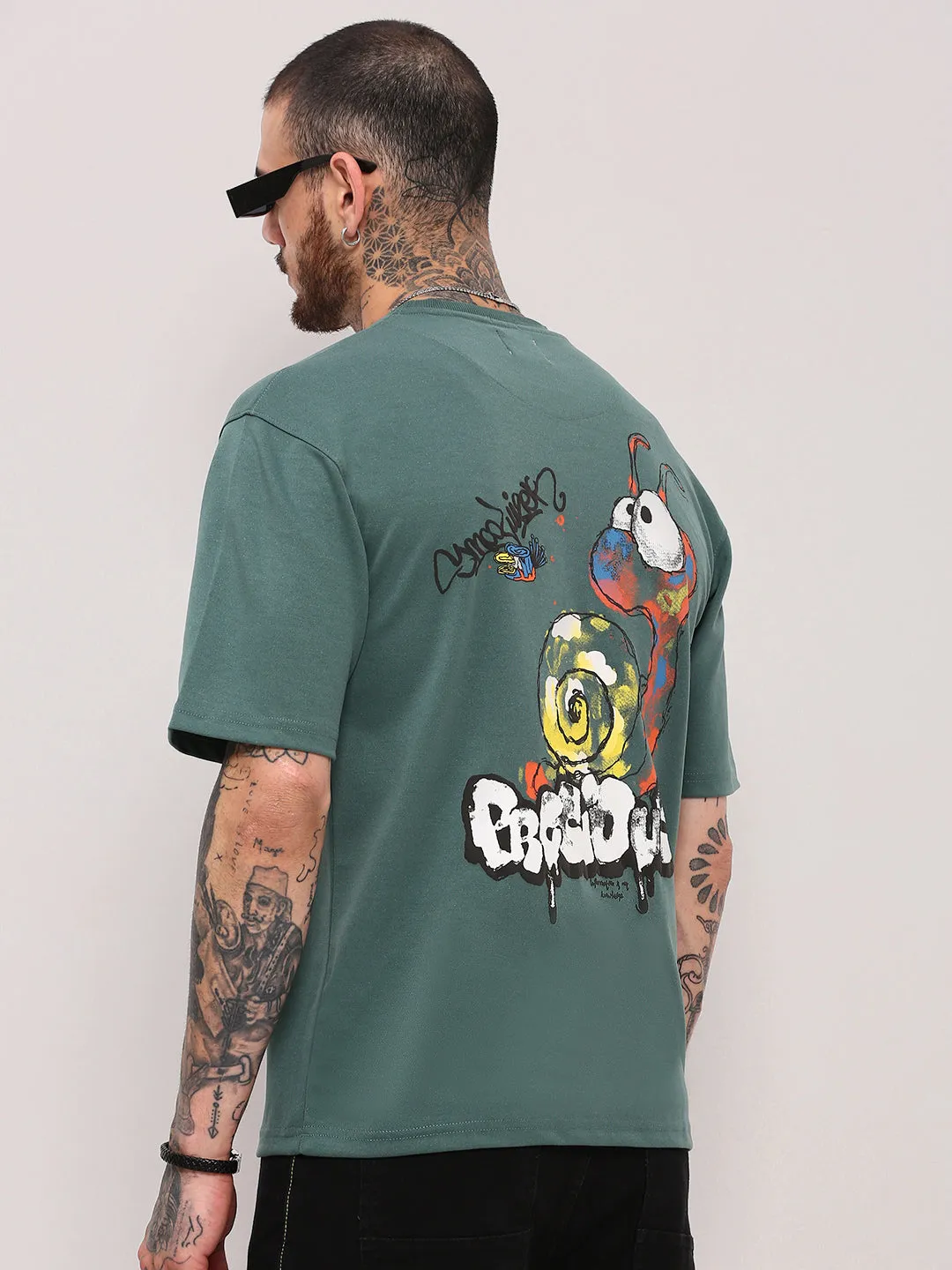 Men Green Graphic T Shirt