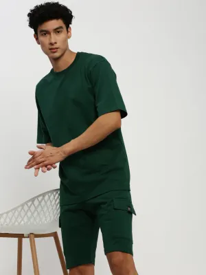 Men Green Round Neck T-Shirt & Shorts