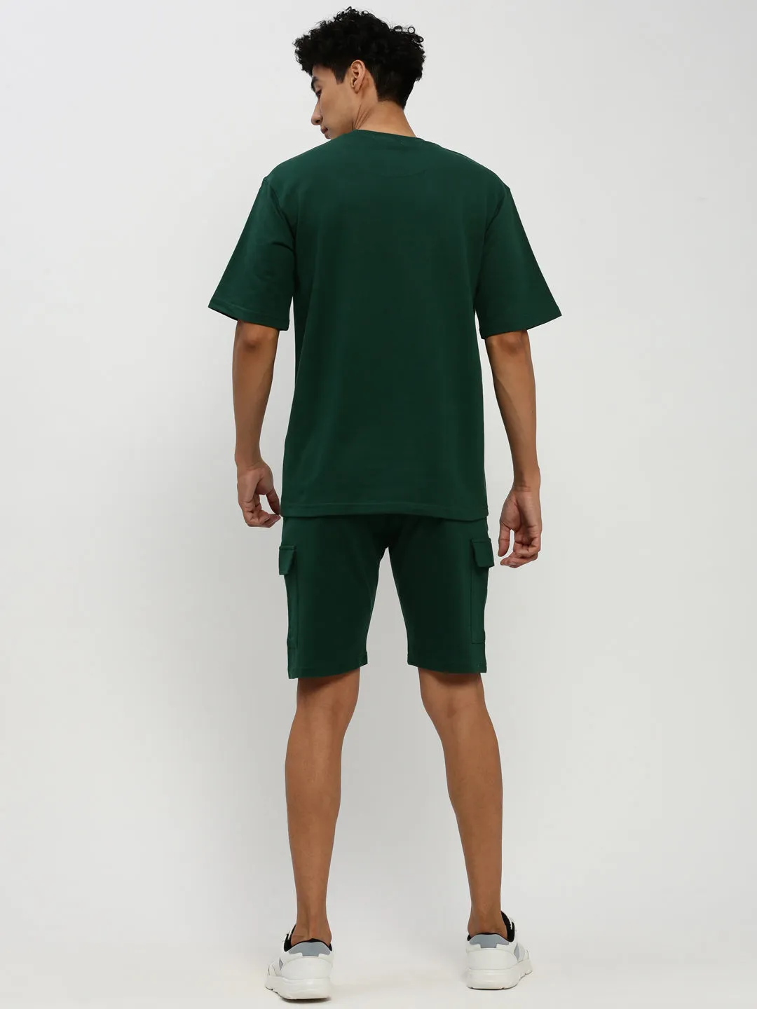 Men Green Round Neck T-Shirt & Shorts
