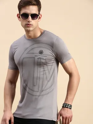 Men Grey Graphic Printed Slim Fit T-shirt