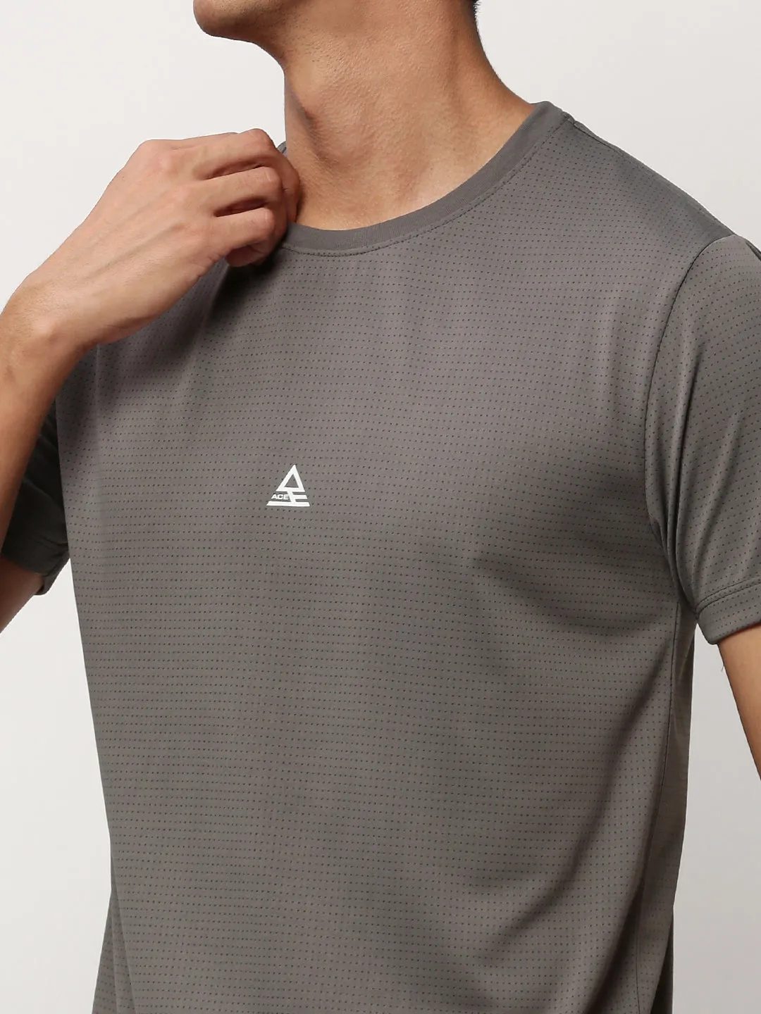 Men Grey Self Design Round Neck T-Shirt & Shorts Co ords Set