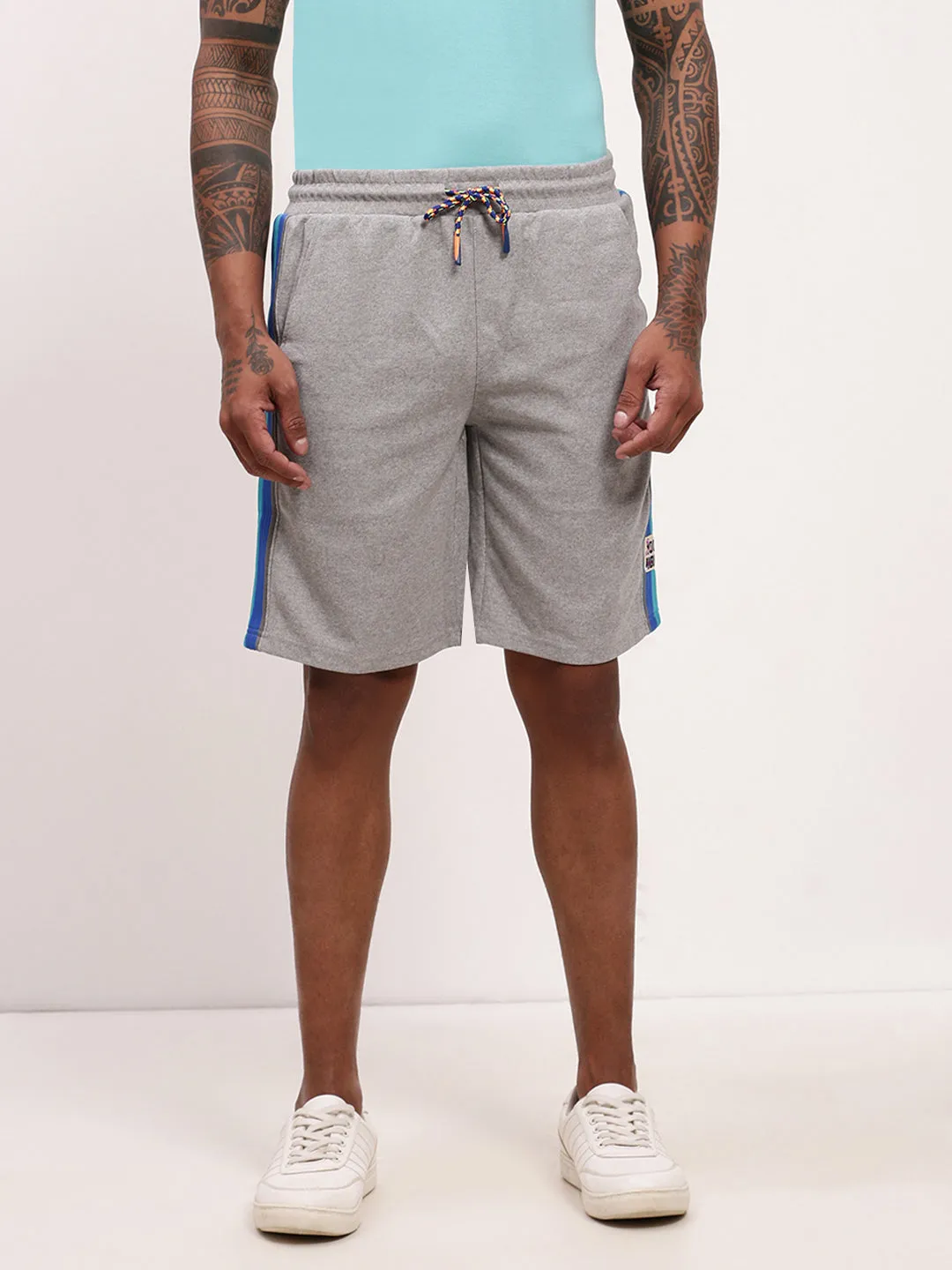 Men Grey Solid Shorts