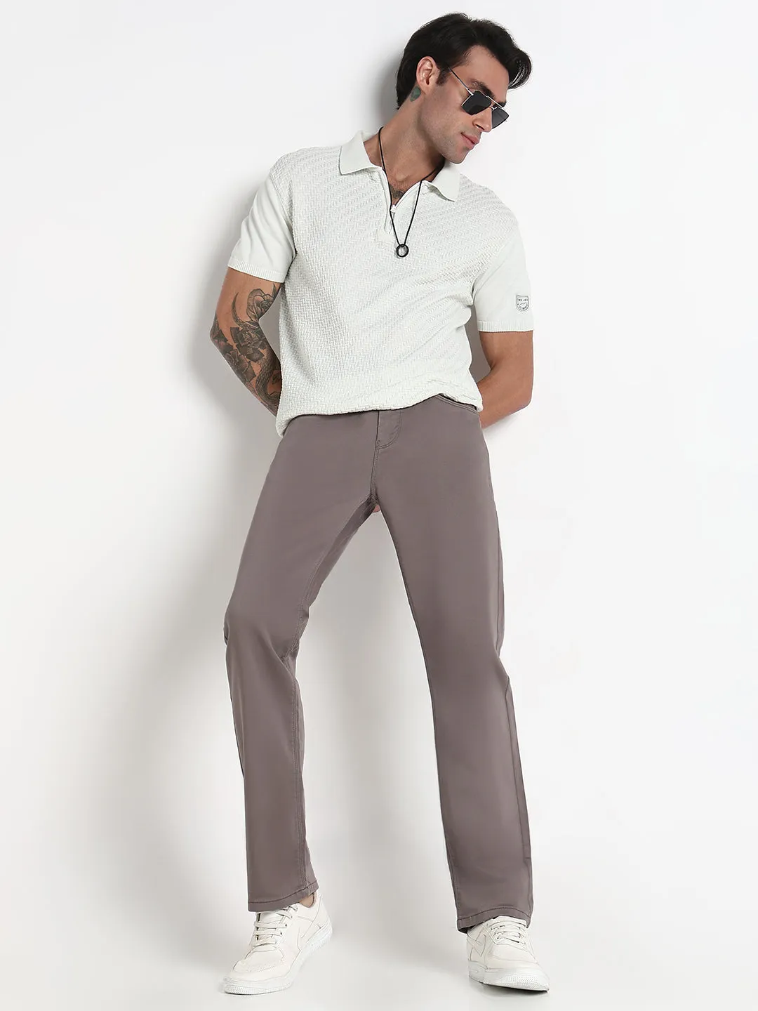 Men Grey Straight Fit Denim Jeans