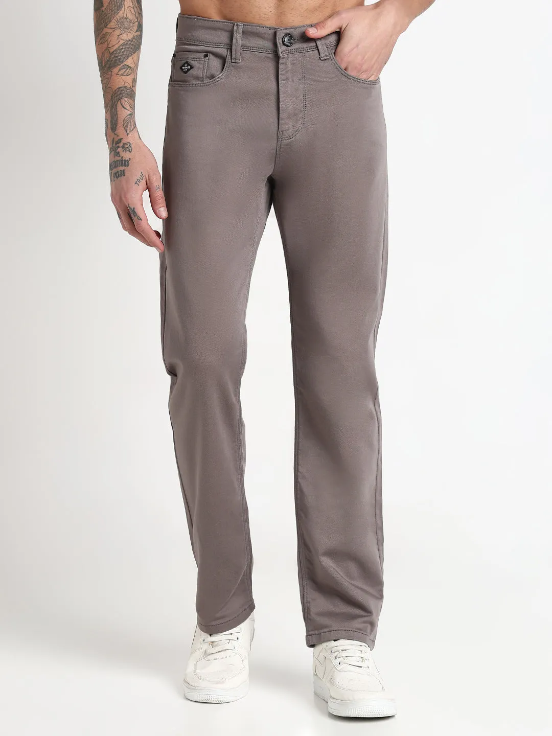 Men Grey Straight Fit Denim Jeans