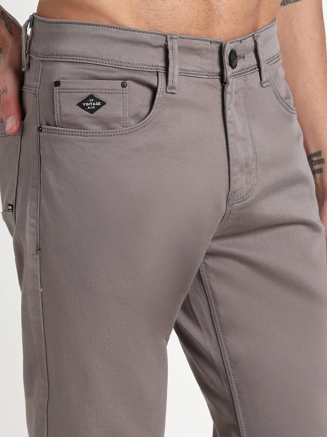 Men Grey Straight Fit Denim Jeans