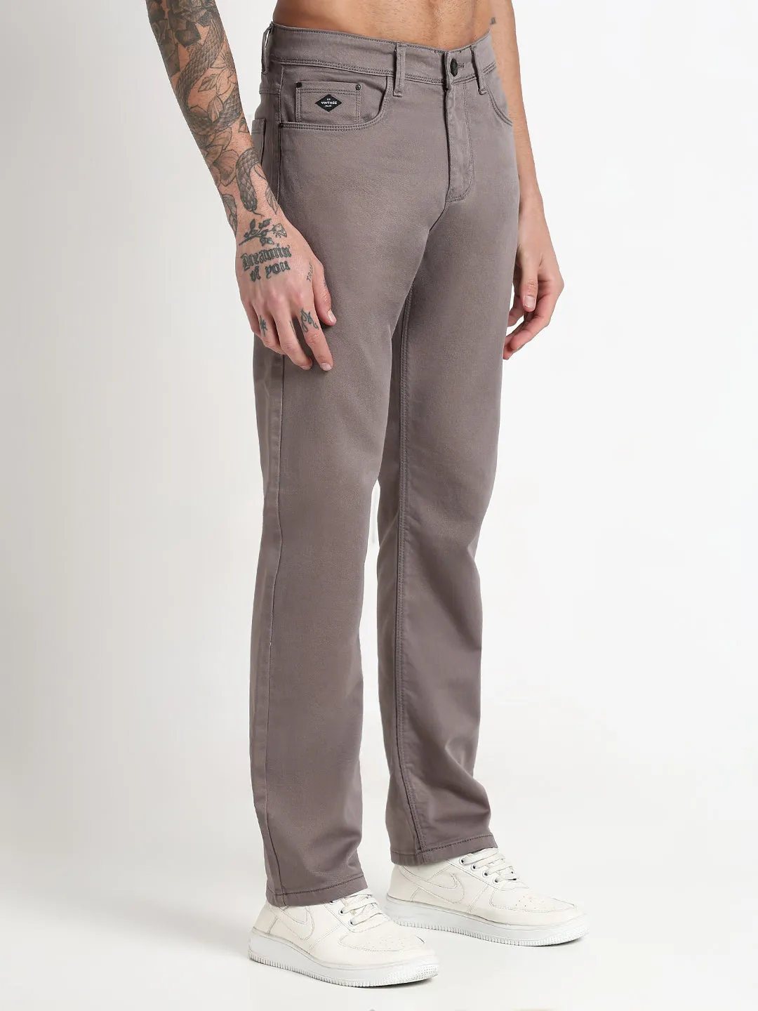 Men Grey Straight Fit Denim Jeans