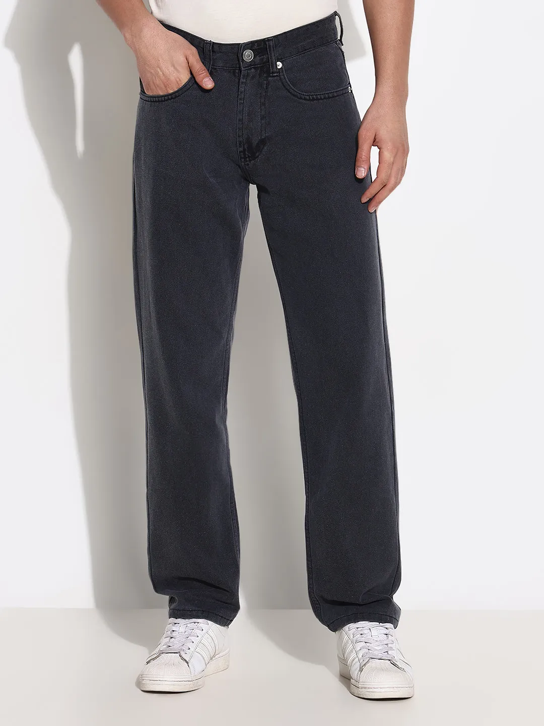 Men Grey Straight Fit Jeans