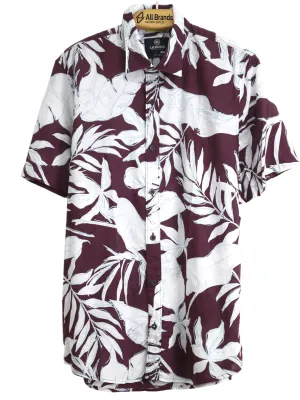 Men's Floral Printed Chemise,Wine/White