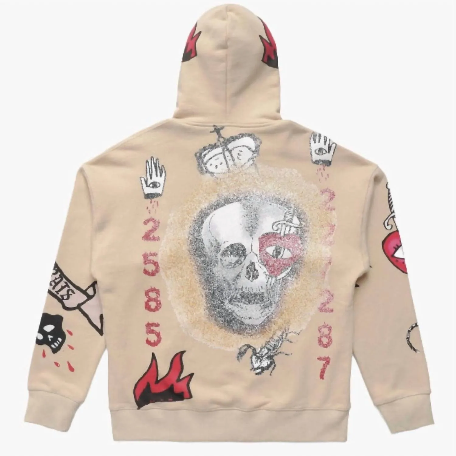 Men's Grunge Hoodie In Cream