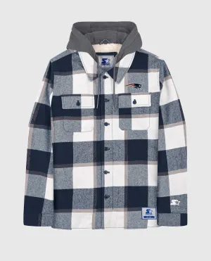 Men's New England Patriots Sherpa Lined Plaid Jacket In Navy