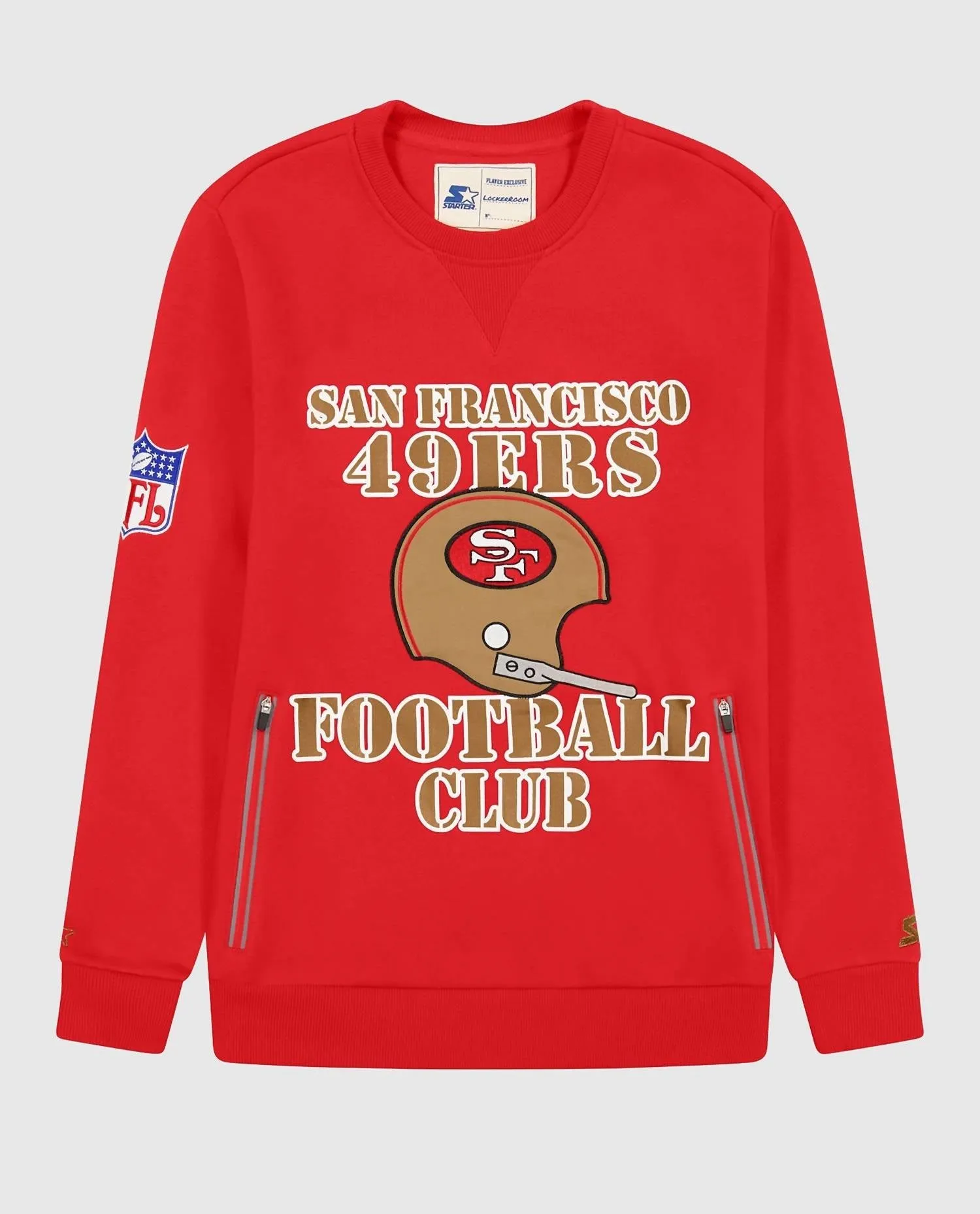 Men's San Francisco 49Ers Crew Neck Sweatshirt With Zip Pockets In Red