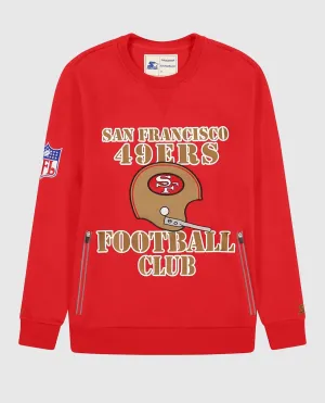Men's San Francisco 49Ers Crew Neck Sweatshirt With Zip Pockets In Red
