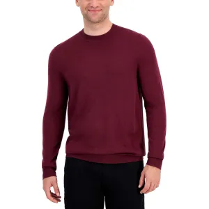 Mens Solid Extra Fine Merino Wool Crewneck Sweater