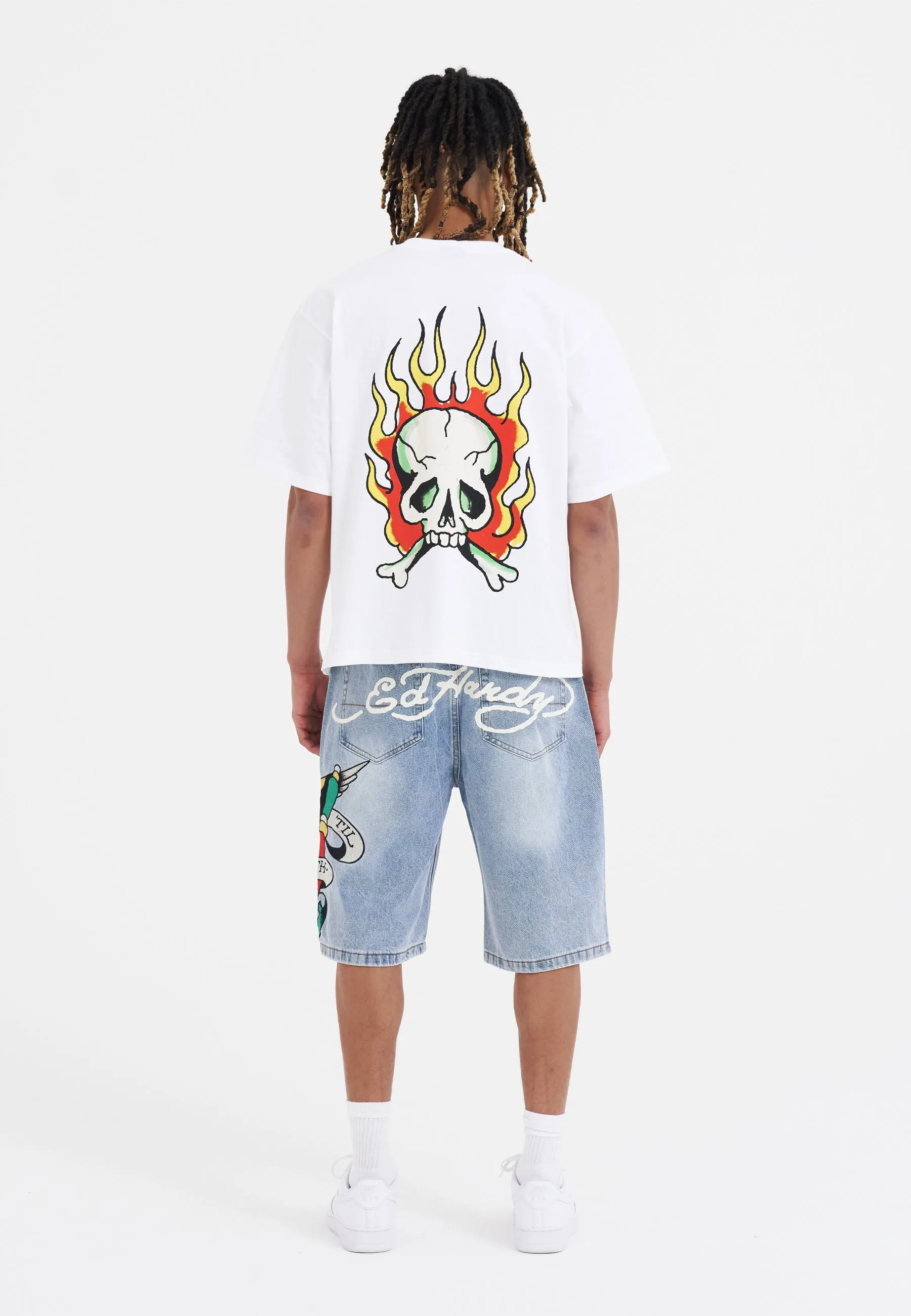 Mens True Till Death Denim Jorts Shorts - Bleach