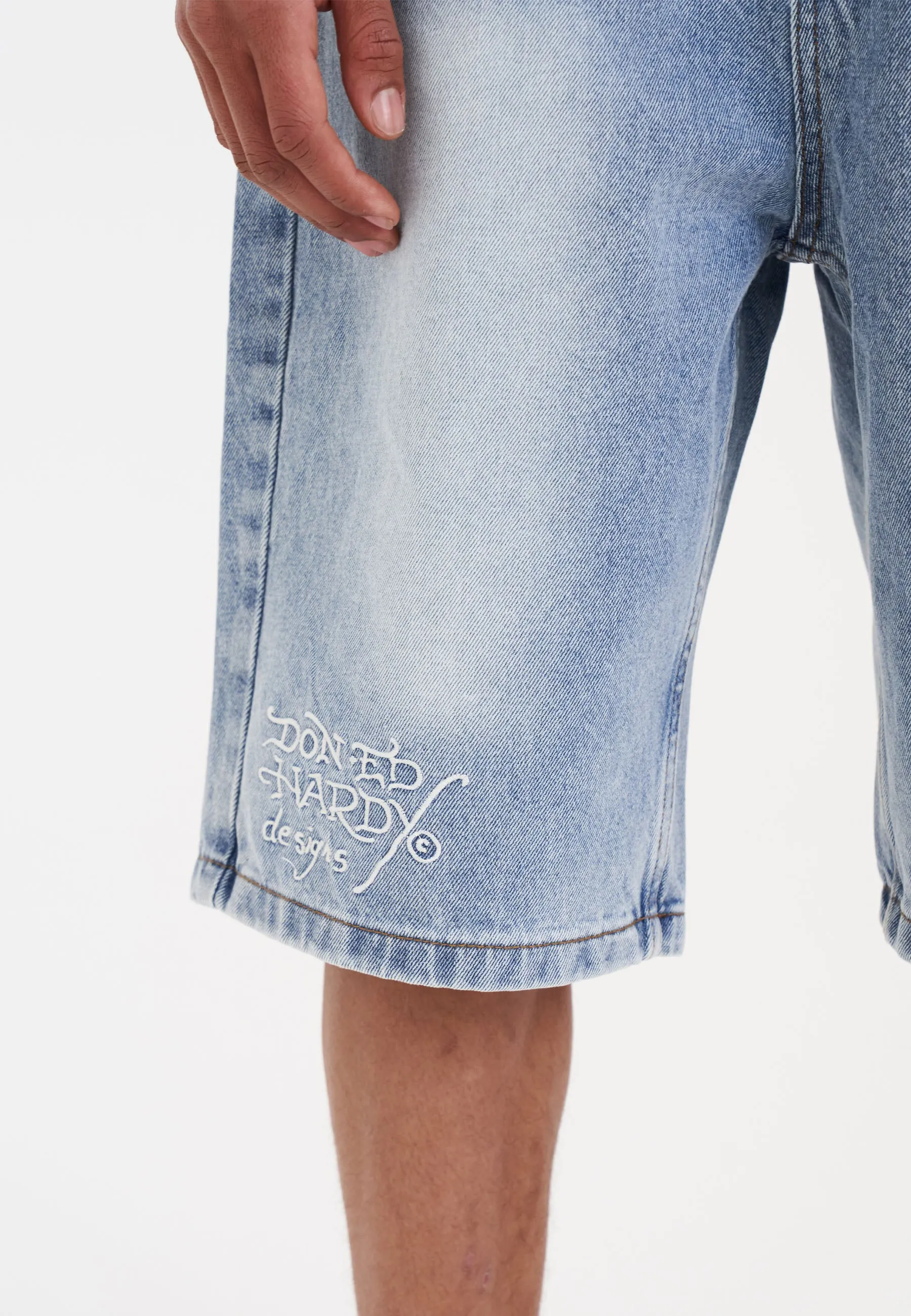Mens True Till Death Denim Jorts Shorts - Bleach