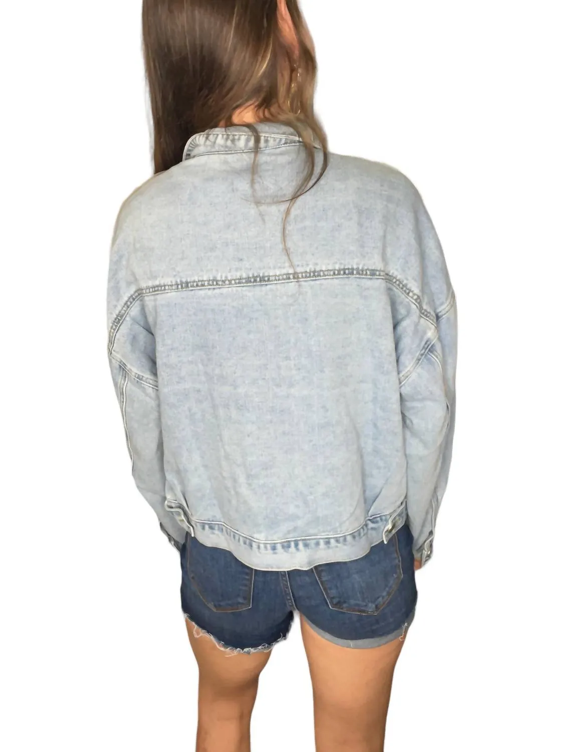 Mesh Denim Jacket In Blue