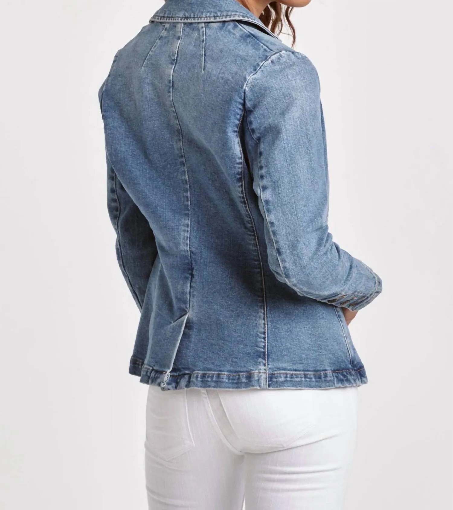 Minah Denim Blazer In Medium Wash