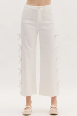 Mini Bows Cropped Mid-Rise Denim Jeans