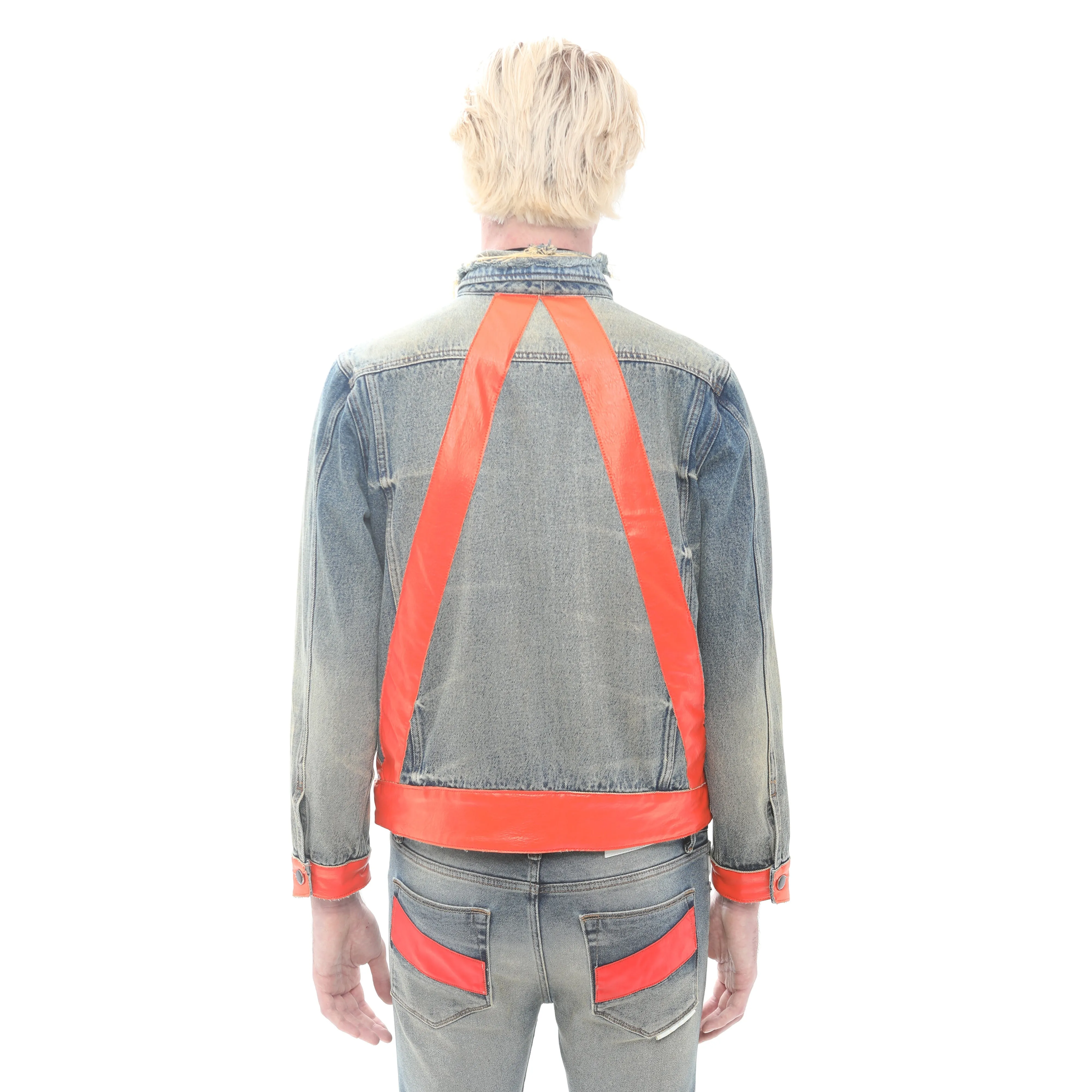 Mk2 Denim Jacket Leather Applique In Aspen