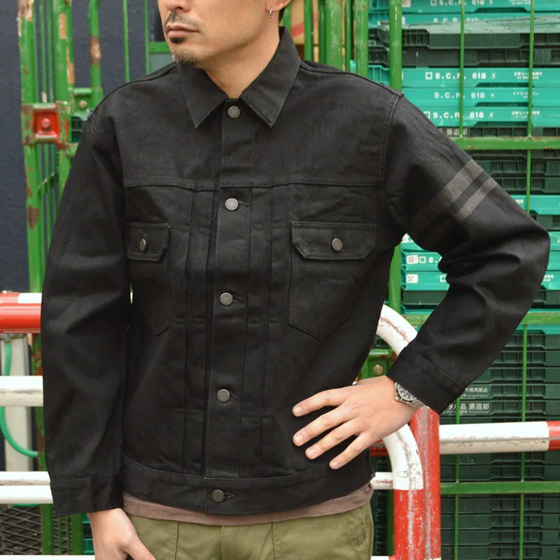 MOMOTARO JEANS "MMGJ1102" #002 Classic Black Denim Jacket 15.7oz