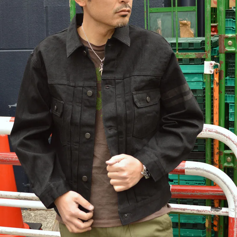 MOMOTARO JEANS "MMGJ1102" #002 Classic Black Denim Jacket 15.7oz