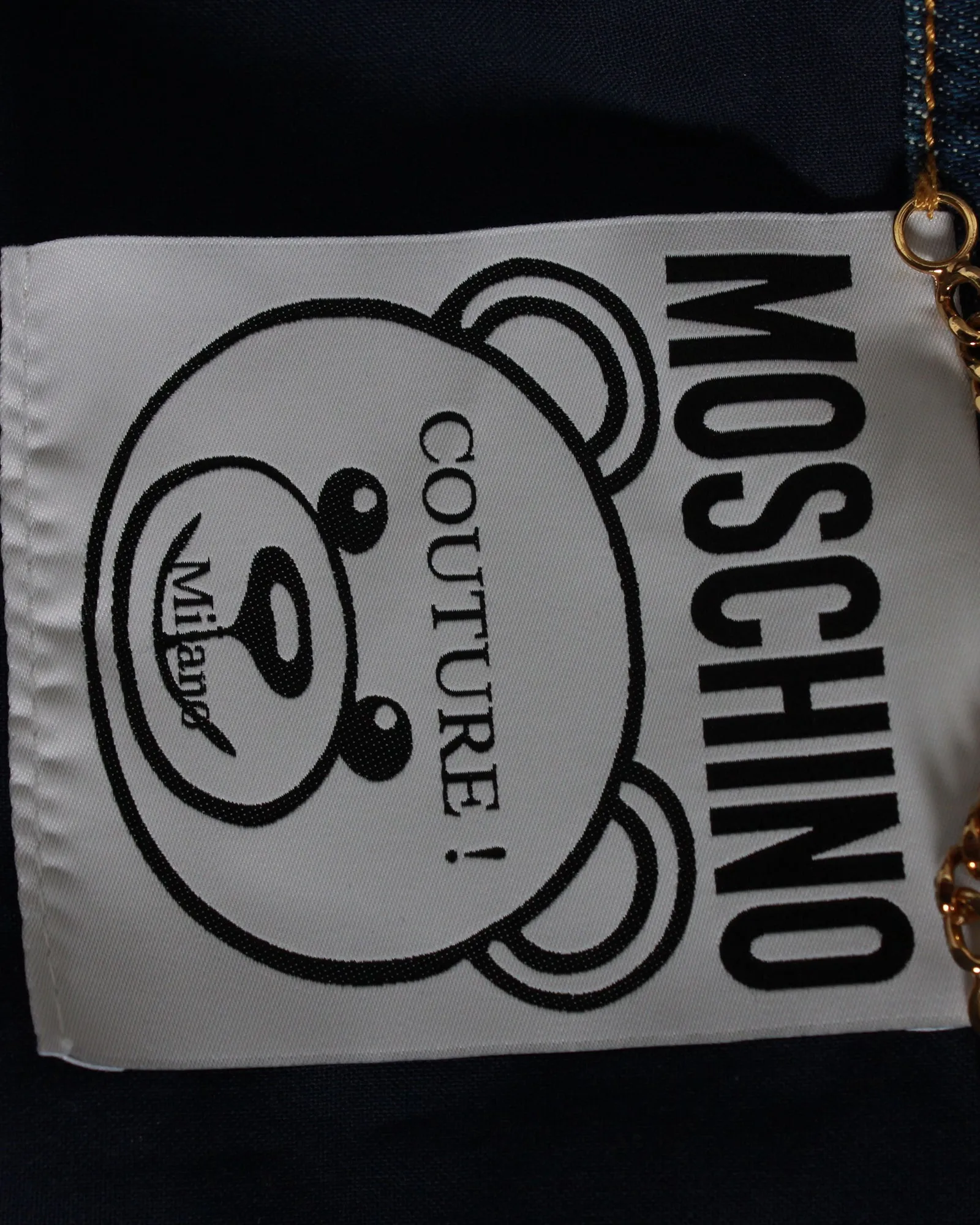 Moschino Teddy Bear Embroidered Denim Jacket In Blue Cotton