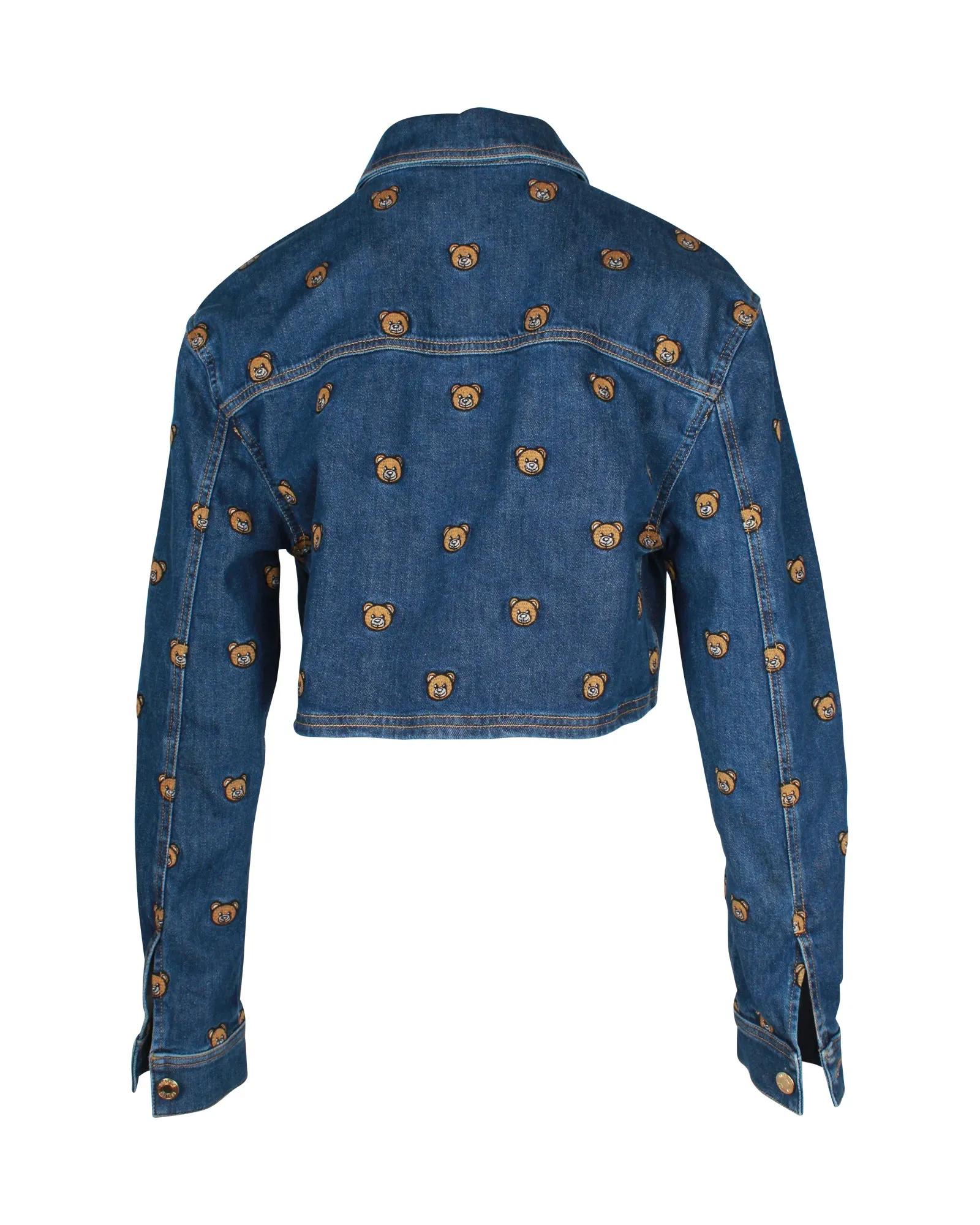 Moschino Teddy Bear Embroidered Denim Jacket In Blue Cotton