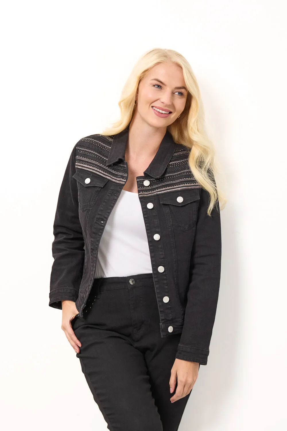 Mudflower Embellished Denim Jacket