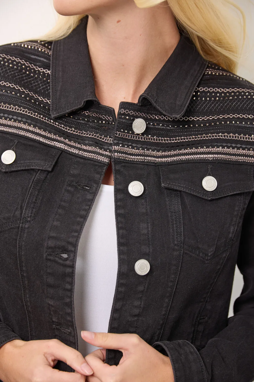 Mudflower Embellished Denim Jacket