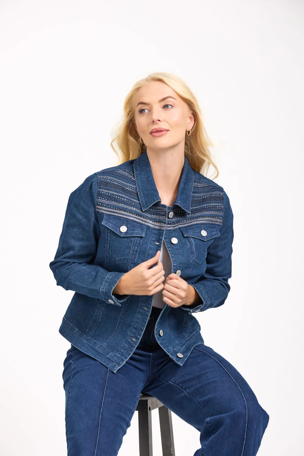 Mudflower Embellished Denim Jacket