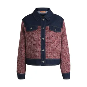 Multicolored-tweed jacket with denim trims