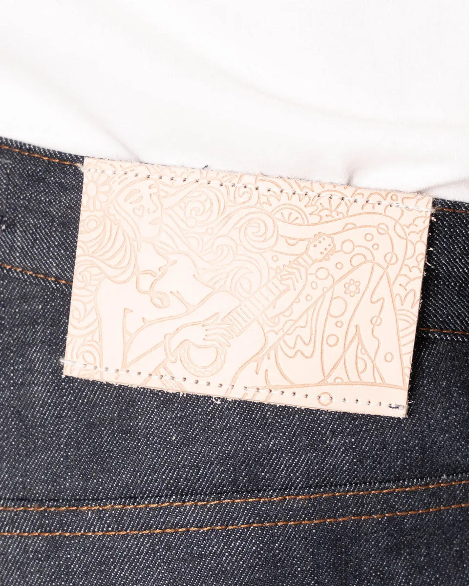 Naked & Famous Denim Easy Guy Relaxed Tapered Mens Jeans - Love & Peace Selvedge