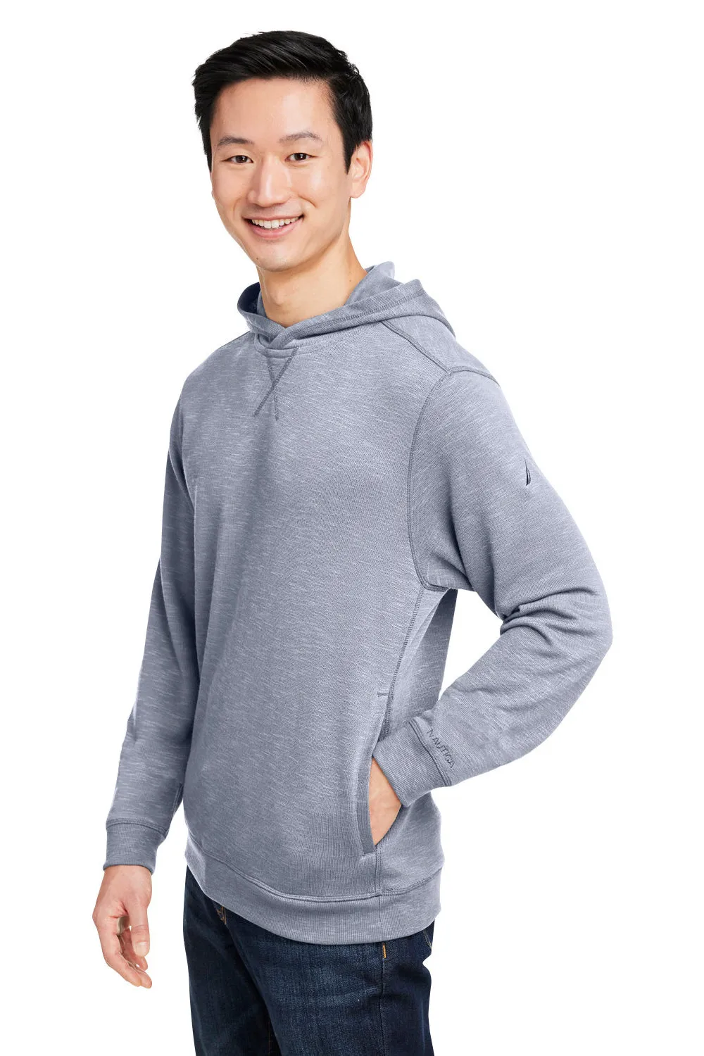 Nautica Mens Sun Surfer Supreme Hooded Sweatshirt Hoodie w/ Pockets - Vintage Pebble Grey