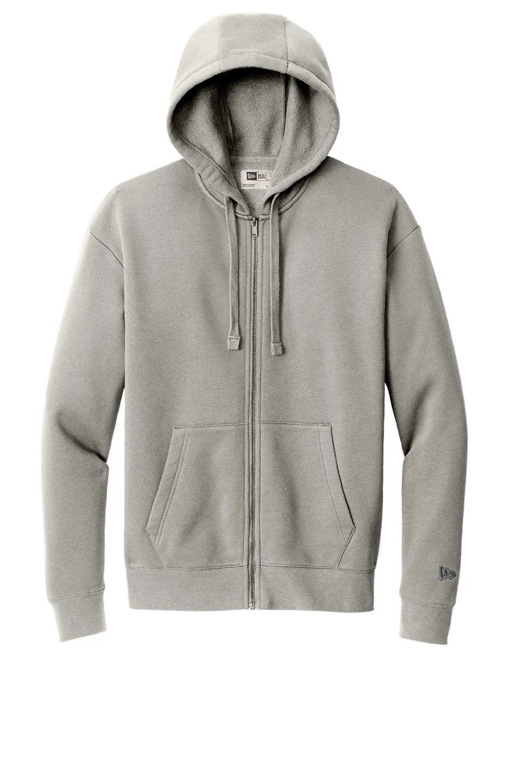 New Era Mens Heritage Fleece Full Zip Hooded Sweatshirt Hoodie w/ Pockets - Rainstorm Grey