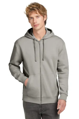 New Era Mens Heritage Fleece Full Zip Hooded Sweatshirt Hoodie w/ Pockets - Rainstorm Grey