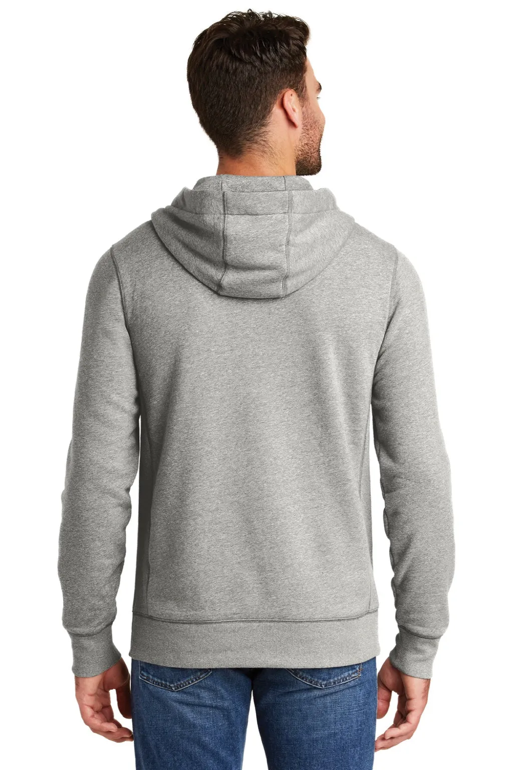 New Era Mens Sueded French Terry Hooded Sweatshirt Hoodie w/ Pouch Pocket - Light Graphite Grey Twist