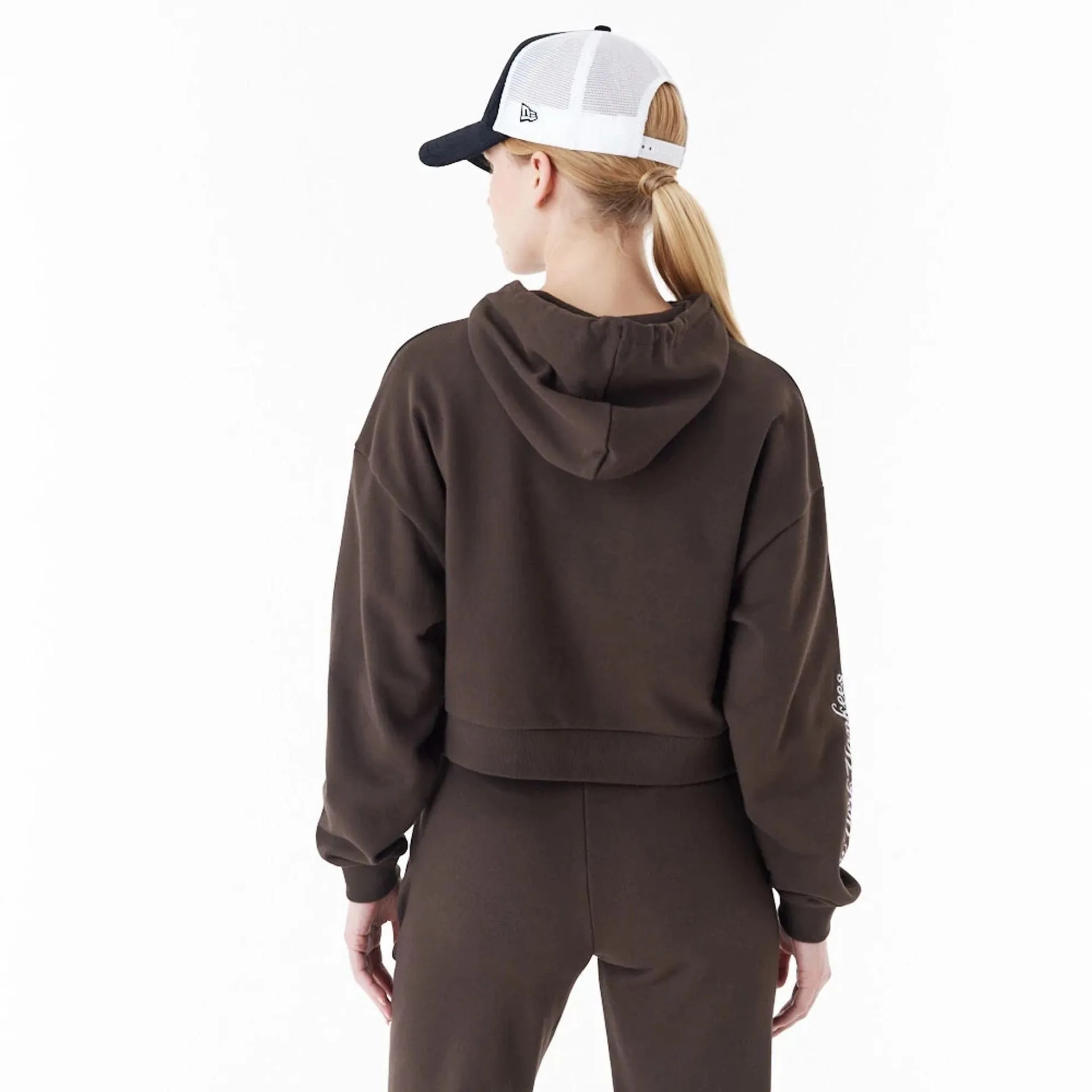 New Era Sweatshirts And Hoodies New York Yankees MLB Lifestyle Brown Womens Crop Pullover Hoodie