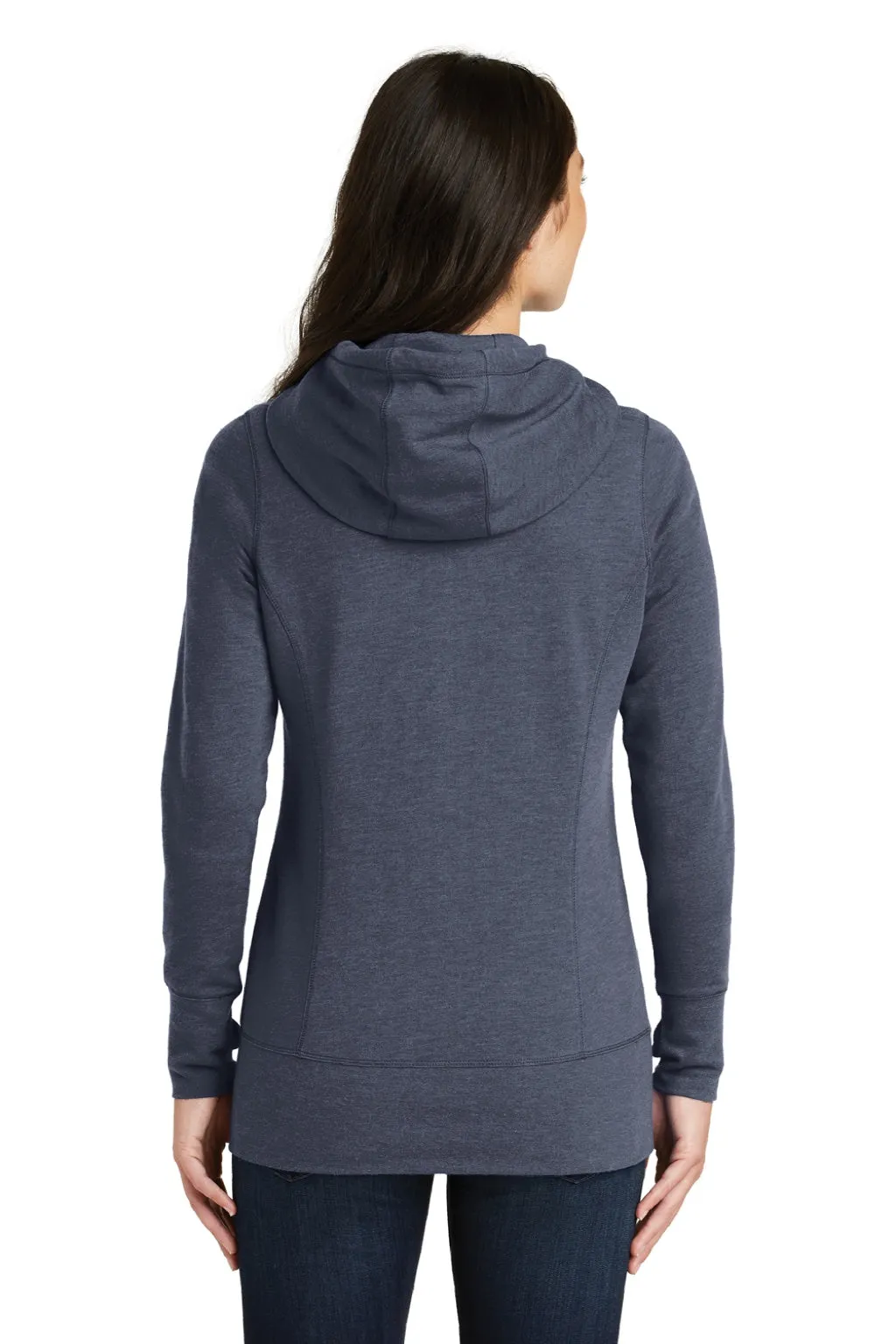 New Era Womens Fleece Full Zip Hooded Sweatshirt Hoodie w/ Pockets - Heather Navy Blue