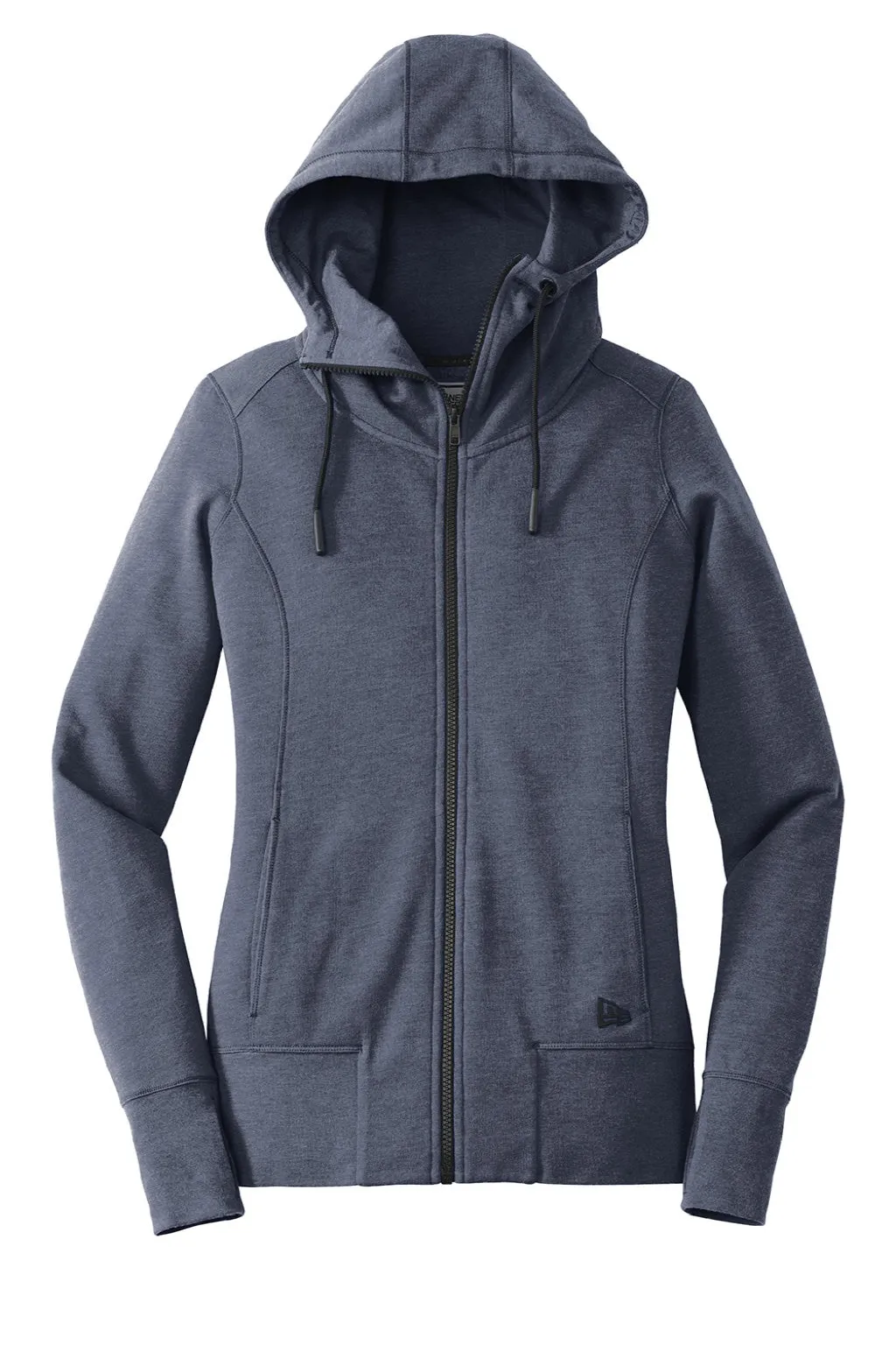 New Era Womens Fleece Full Zip Hooded Sweatshirt Hoodie w/ Pockets - Heather Navy Blue