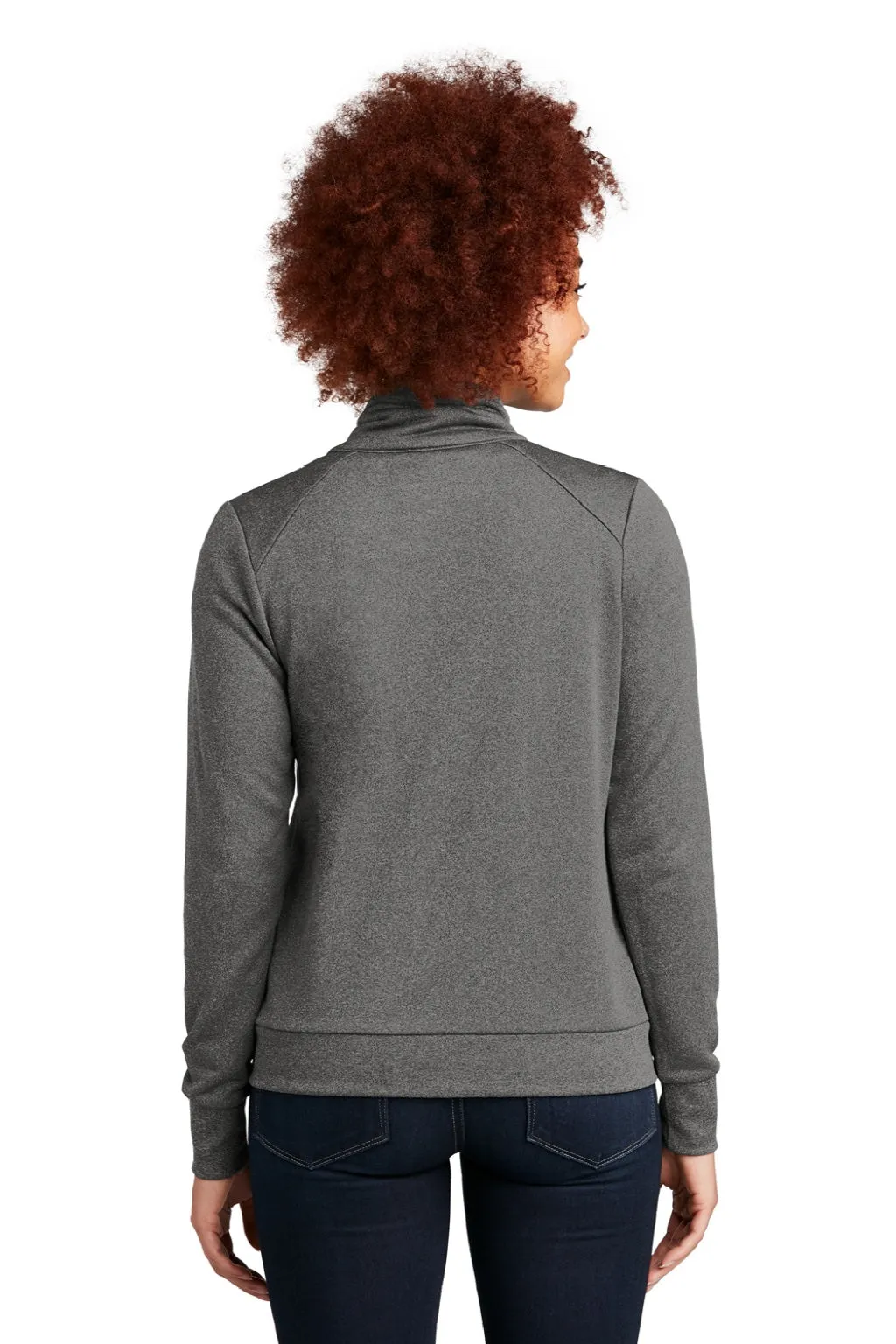 New Era Womens Performance Terry Full Zip Sweatshirt w/ Pockets - Heather Graphite Grey