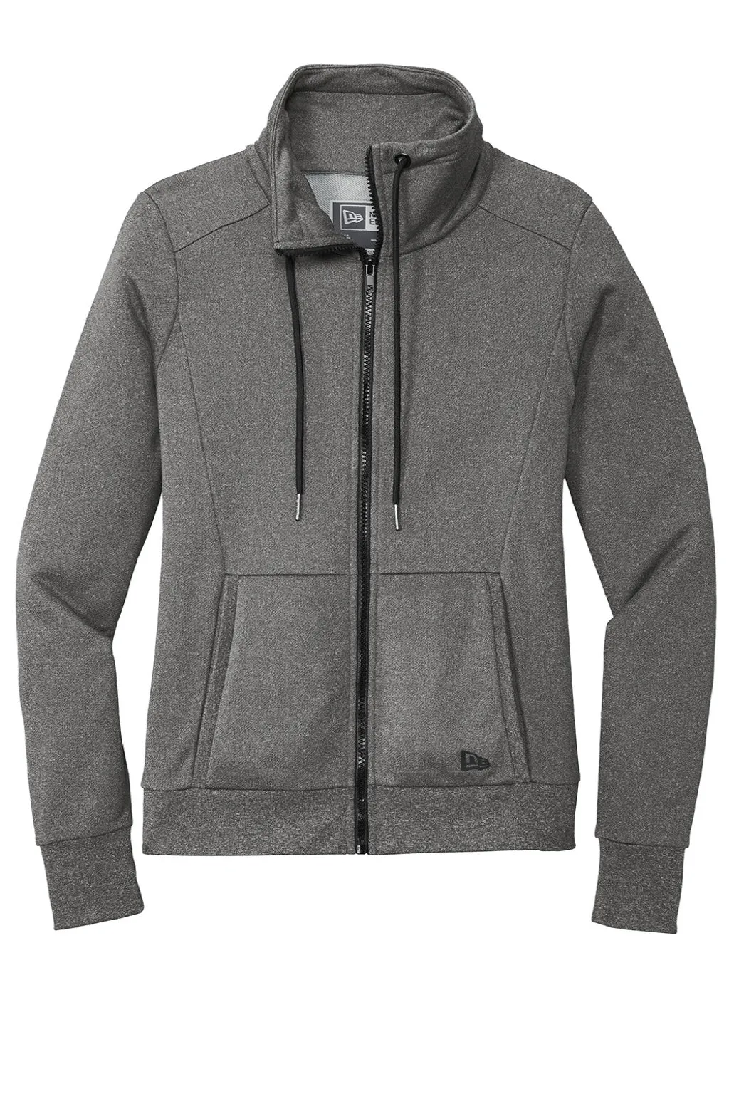 New Era Womens Performance Terry Full Zip Sweatshirt w/ Pockets - Heather Graphite Grey