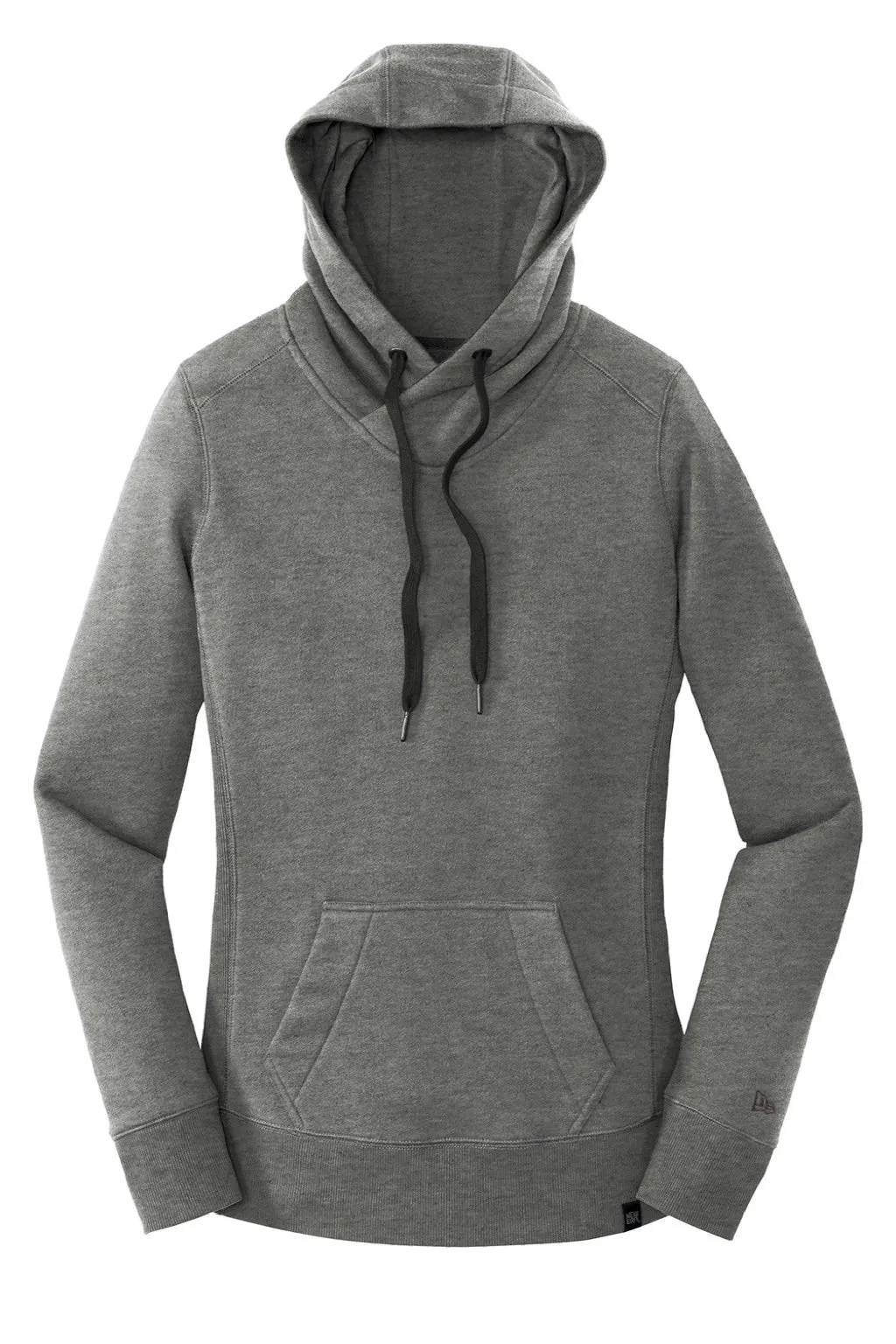 New Era Womens Sueded French Terry Hooded Sweatshirt Hoodie w/ Pouch Pocket - Black Twist