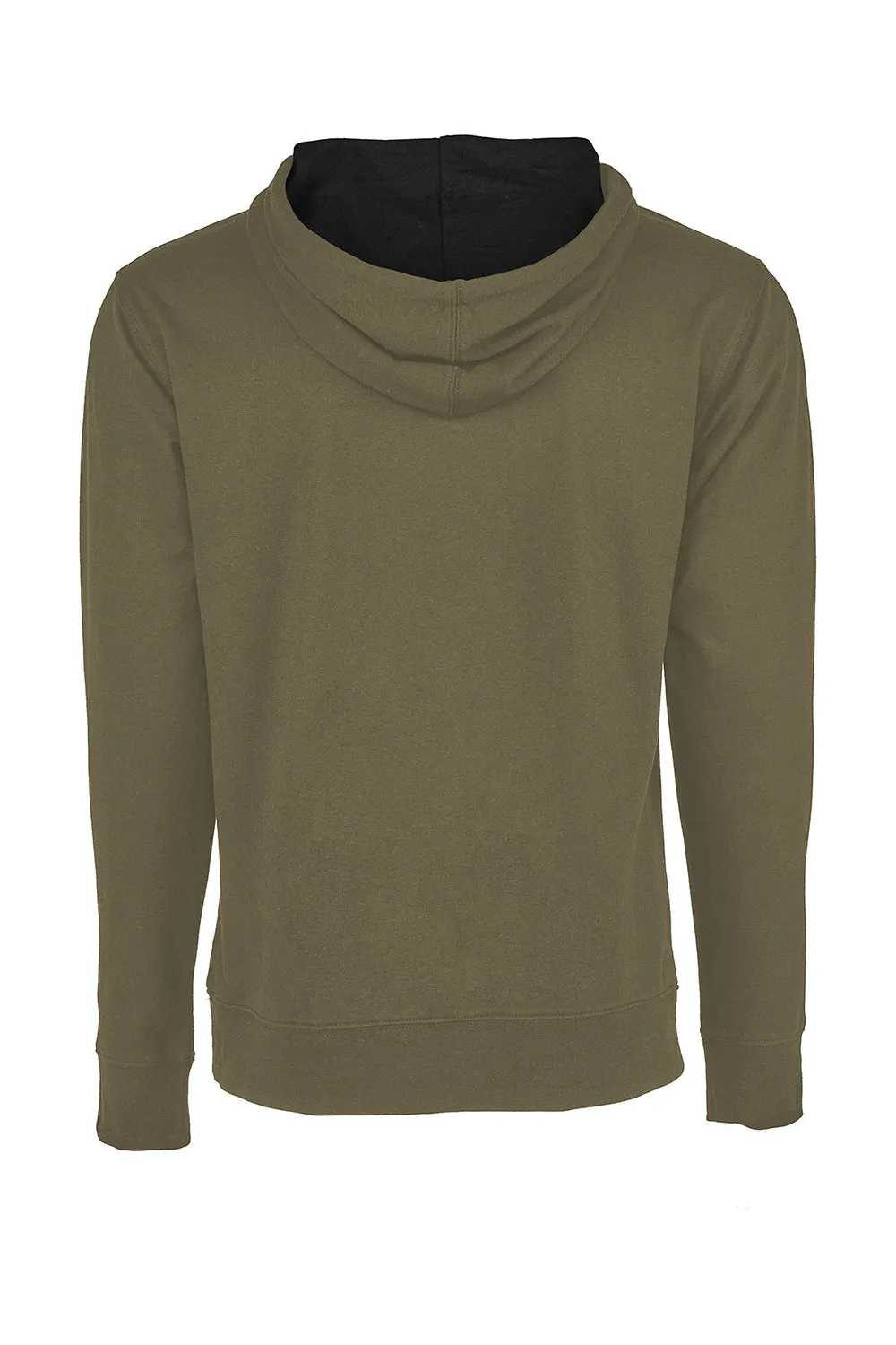 Next Level Mens French Terry Fleece Hooded Sweatshirt Hoodie w/ Pouch Pocket - Military Green/Black