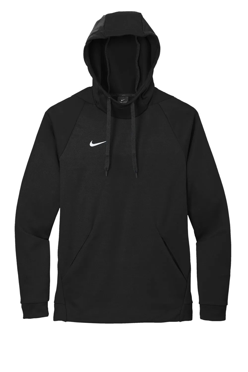 Nike Mens Therma-Fit Moisture Wicking Fleece Hooded Sweatshirt Hoodie w/ Pouch Pocket - Team Black