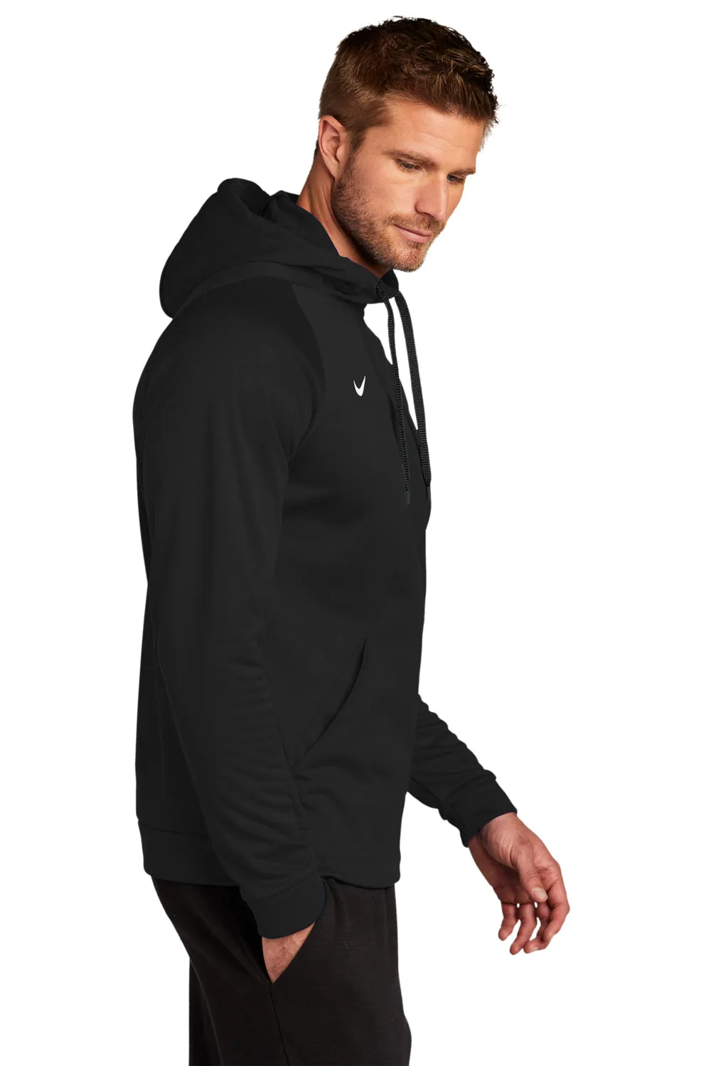 Nike Mens Therma-Fit Moisture Wicking Fleece Hooded Sweatshirt Hoodie w/ Pouch Pocket - Team Black