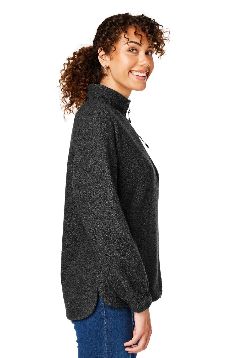 North End Womens Aura Sweater Fleece 1/4 Zip Sweatshirt w/ Pockets - Black