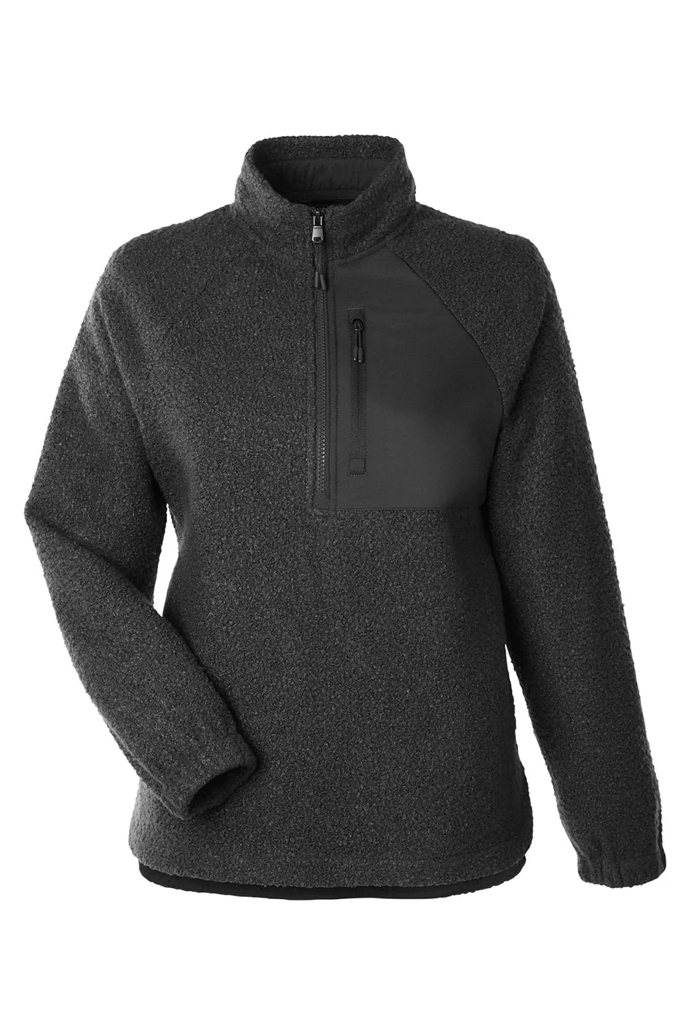 North End Womens Aura Sweater Fleece 1/4 Zip Sweatshirt w/ Pockets - Black
