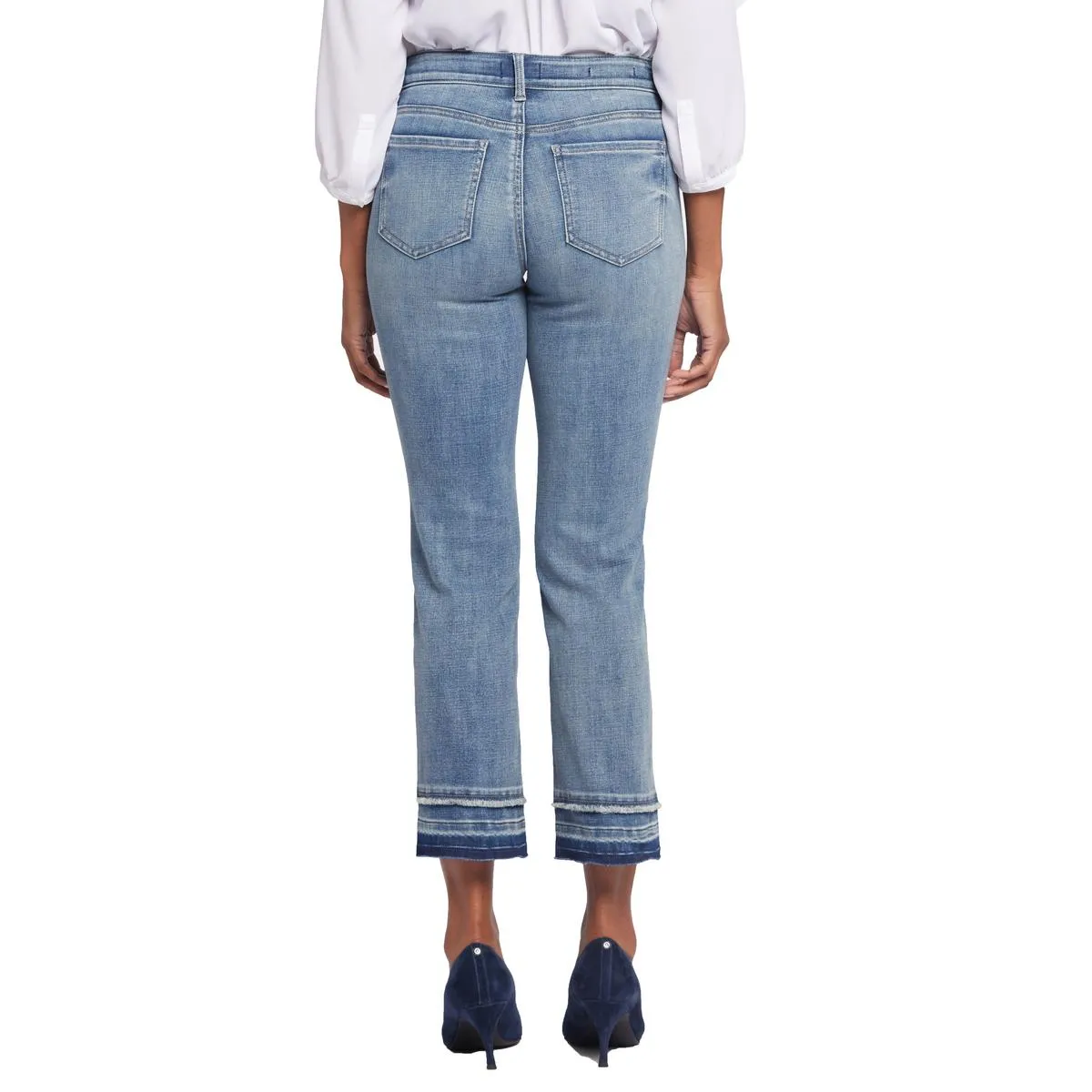 NYDJ Womens Marilyn Raw Hem Denim Straight Leg Jeans