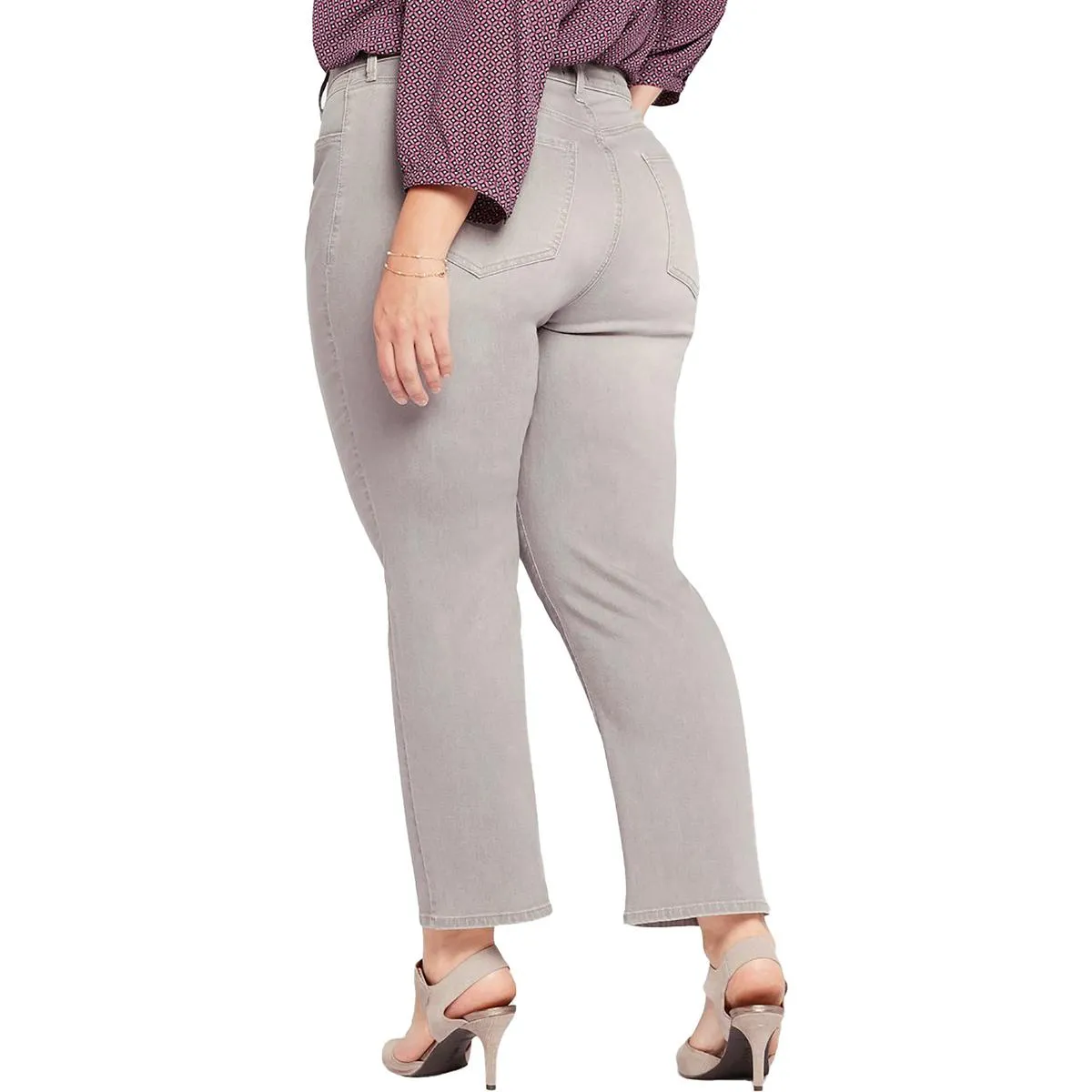 NYDJ Womens Plus Relaxed Ankle Straight Leg Jeans