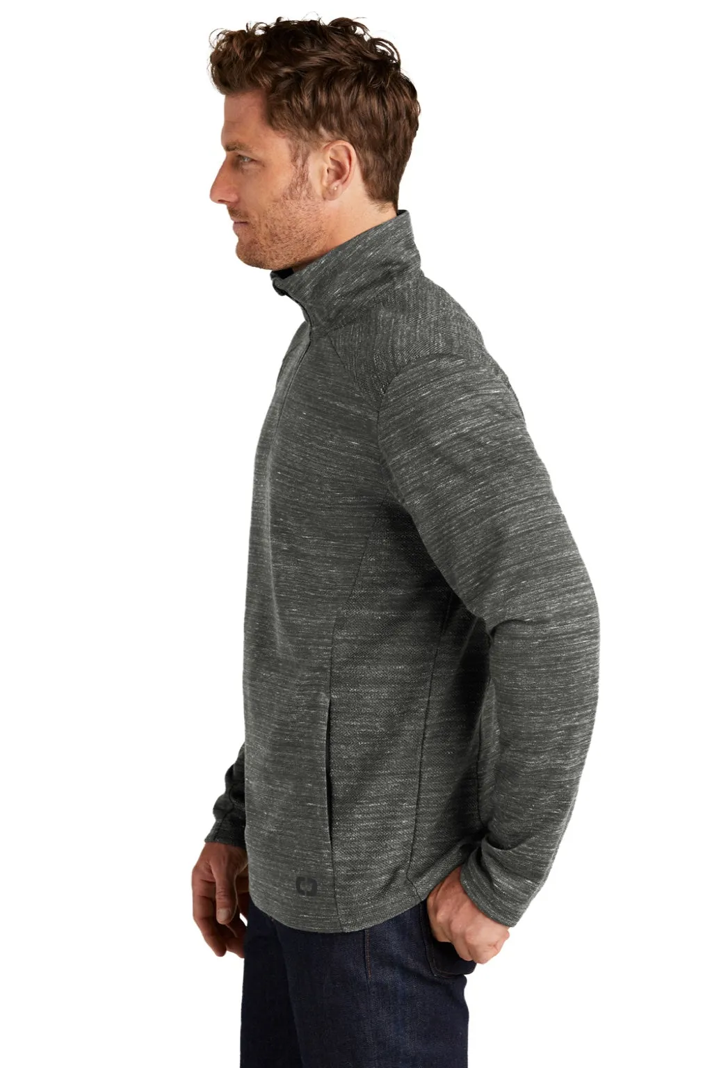 Ogio Mens Flux 1/4 Zip Sweatshirt w/ Pockets - Heather Tarmac Grey